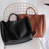 Simple PU Leather Portable Bag for Women Casual Travel Bag Large Shoulder Bag