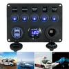 5 Gang LED Rocker Switch Panel Control Dual USB Port Charger Circuit Breaker ON-OFF Toggle For Car Trucks Marine Boat RV 12V 24V
