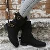 New Mid Calf Boots Women Autumn Winter Fashion Buckle Westward Ladies Chelsea Botas Mujer Round Toe Ladies Boots D105
