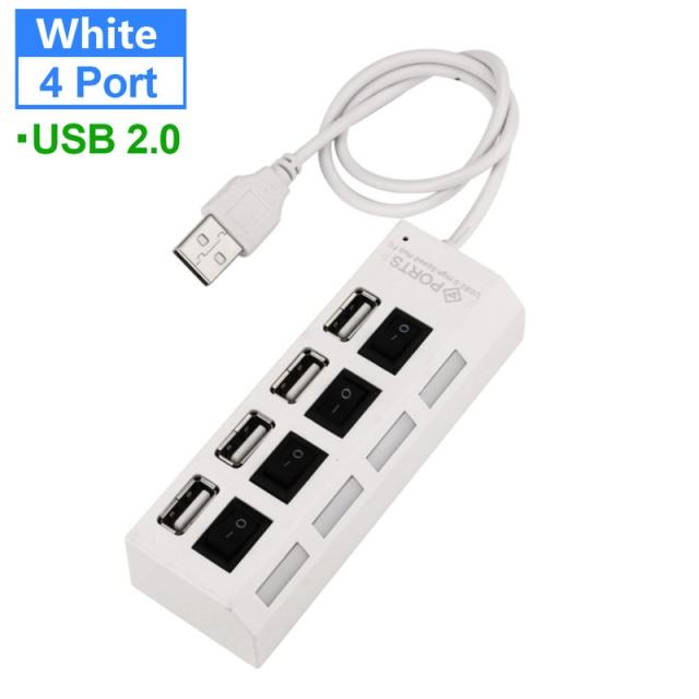 USB 2.0 Hub Multiport USB Splitter Power Adapter 4/7 Port Multi Extender Fast Charger Cell Phone Charger