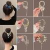 Elegant Tassel Hair Claw Rhinestone Pearl Flower Tassels Hair Clip Women Girl Ponytail Holder Hairpins Fringe Hair Accessories