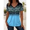 Summer Women's T Shirt Ombre Graphic Geometric Vintage Stylish Casual Short Sleeve V Neck Regular Tops Daily Printed Tees