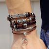 13 Styles Fashion Multilayer Hollow Alloy Eye Rudder Leaf Brown Leather Bracelet Men's Jewelry Gift