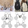 1Pair Alloy Creative Photo Pendant Double Sided Keychain Decorative Heart-shaped Ornament Key Rings Holders Blank Gift Jewelry