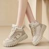 2024 Women's New Winter Casual Thick-soled Cotton Shoes Korean Style Warm High-top Lace-up Snow Boots