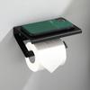 Tuqiu Toilet Paper Holder Aluminum Black Tissue Holder Mobile Phone Bathroom Paper Roll Rack Wall Mount Bathroom Product