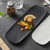 Stone Patterned Frosted Ceramic Long Strip Plate Creative Sushi Dish Dim Sum Dish Sashimi Dish Hotel Molecular Cuisine Tableware