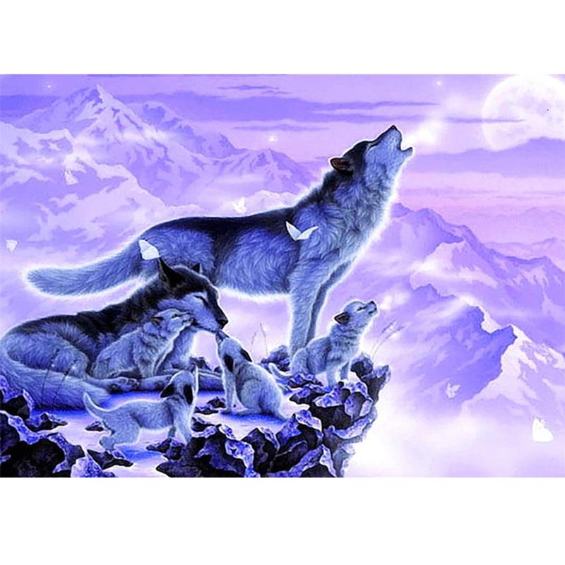 Animal Wolf DIY 5D Diamond Painting Full Round Drill Mosaic Diamond Embroidery Cross Stitch Rhinestones Handmade Gift Home Decor