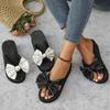 Large Size Summer Round Head Slope Heel Fashion Bowknot Casual Thong Slippers