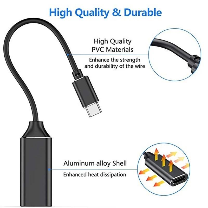 4K 30HZ Type C To HDMI Cable USB C To HDMI Converter TV Display USB 3.1 HDMI Cable Adapter for PC Computer TV Display Phone
