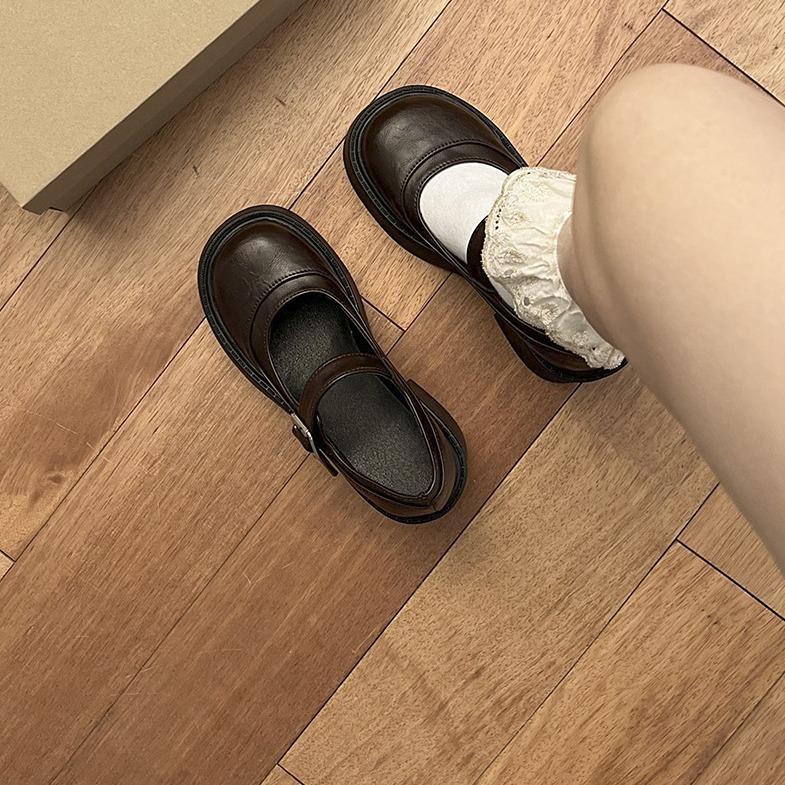 Sweet and Cool Thick Heel High Heel Small Leather Shoes Women's 2025 Spring and Summer New Thick Sole Heightening French Retro Mary Jane Single Shoes