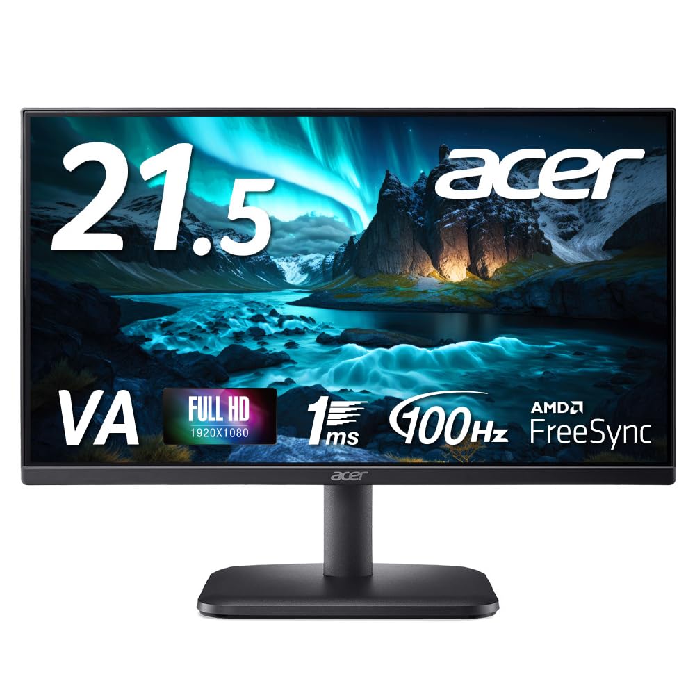 Acer Monitor AlphaLine EK221QHbi Inch VA Matte Full HD 100Hz 1ms HDMI Mini No Speaker No Headphone Jack AMD FreeSync 21.5 (VRB) D-Sub15