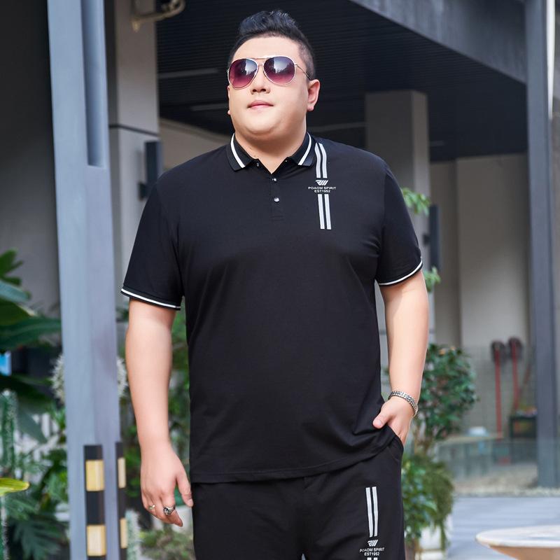 Fat Men's Fat Plus Size Short-sleeved Lapel Polo Shirt Oversized Loose Half-sleeved T-shirt Bottoming Shirt Oversized
