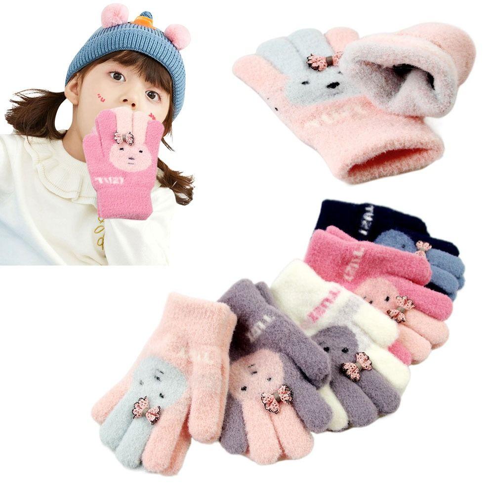 Thickened Autumn Winter Gloves Warm Warm Mittens Full Finger Gloves Hand Warmer  Boys Girls