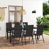 Garden Dining Set - vidaXL - 7 Pcs - Black - Weatherproof - Contemporary