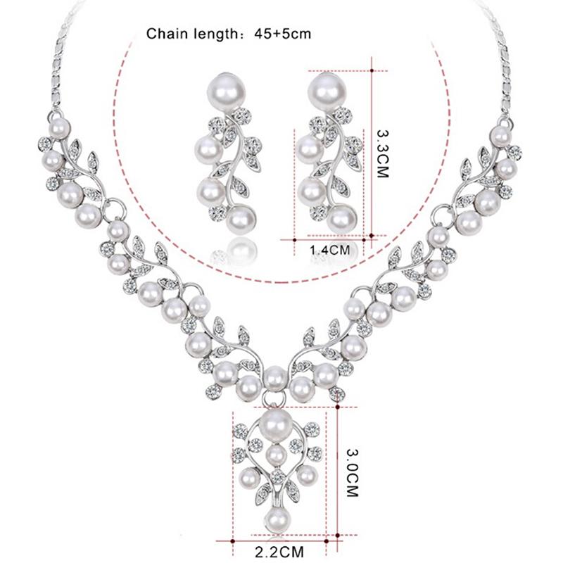 Imitation Pearl Short Necklace Earrings Jewelry Set Prom Party Accessory