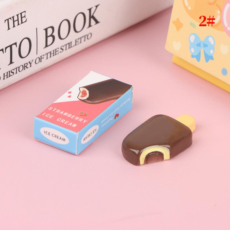 1Set 1:12 Dollhouse Mini Rainbow Ice Cream Chocolate W/Packaging Box Decor Toy
