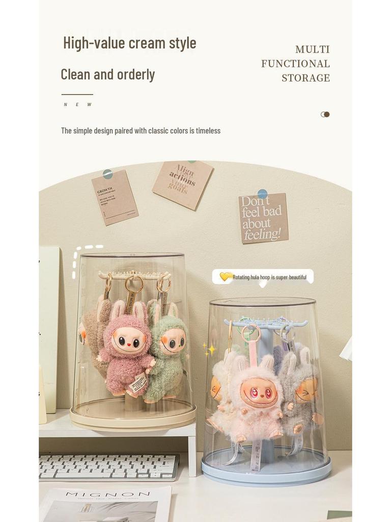 Rotating Labubu Plush Doll Display Box & Charm Stand