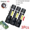 1-5Pcs Portable Mini LED Flashlight Q5+COB Lamp Beads Built In Battery Torch Rechargeable Zoom Penlight Outdoor Camping Lantern