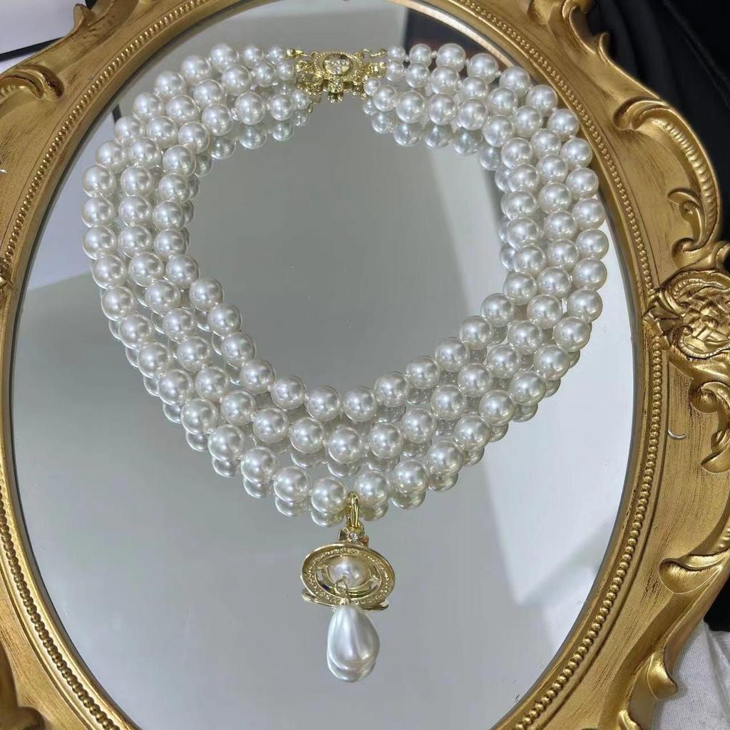 NANA Vivian Queen Mother Saturn Pearl Necklace - Retro Punk Style for Women