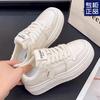 2024 New Korean Version Autumn Thick-soled Mesh Niche Trend White Shoes Women's Versatile Original Design Board Shoes Women