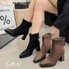 Pointed Toe Chunky Winter Women Ankle Boots Suede Designer Sexy High Heels Shoes  Trend New Brand Pumps Goth Botas De Mujer