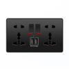 Depoguye Black 13A Universal UK USB Socket, Socket with USB for Home,  EU Standard Bedroom Kitchen Wall Outlet AC110V-250V
