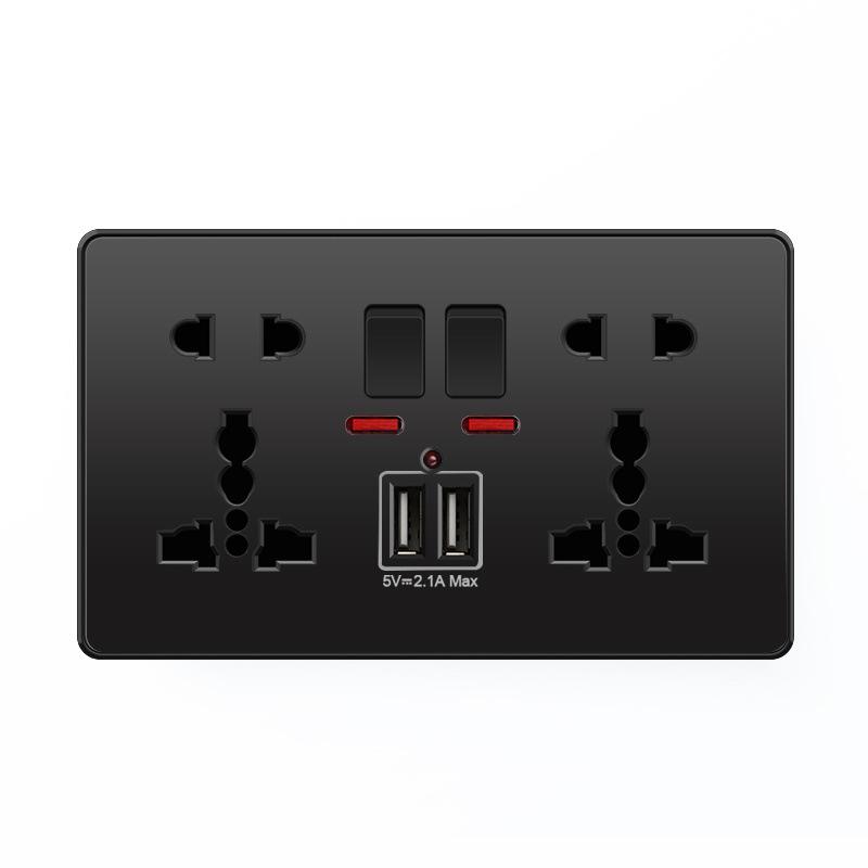 Depoguye Black 13A Universal UK USB Socket, Socket with USB for Home, EU Standard Bedroom Kitchen Wall Outlet AC110V-250V