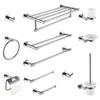 Chrome Bathroom Accessories Set Wall Mount Knurled Bath Shelf Robe Hanger Toilet Paper Holder Towel Bar Rack Stainless Steel