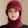 New Winter Balaclava Cap Women Keep Warm Windproof Knitted Hat Neck Protection Beanie Cap Plush Fur Lined Hats For Women