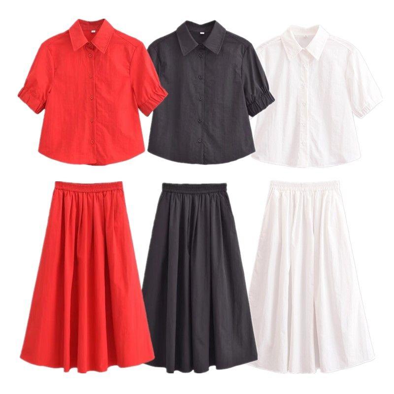 Fashion Style 2024 Summer New Arrival Women's Clothing Stylish All-Matching Short Shirt Wide Hem Midi Dress 2731067