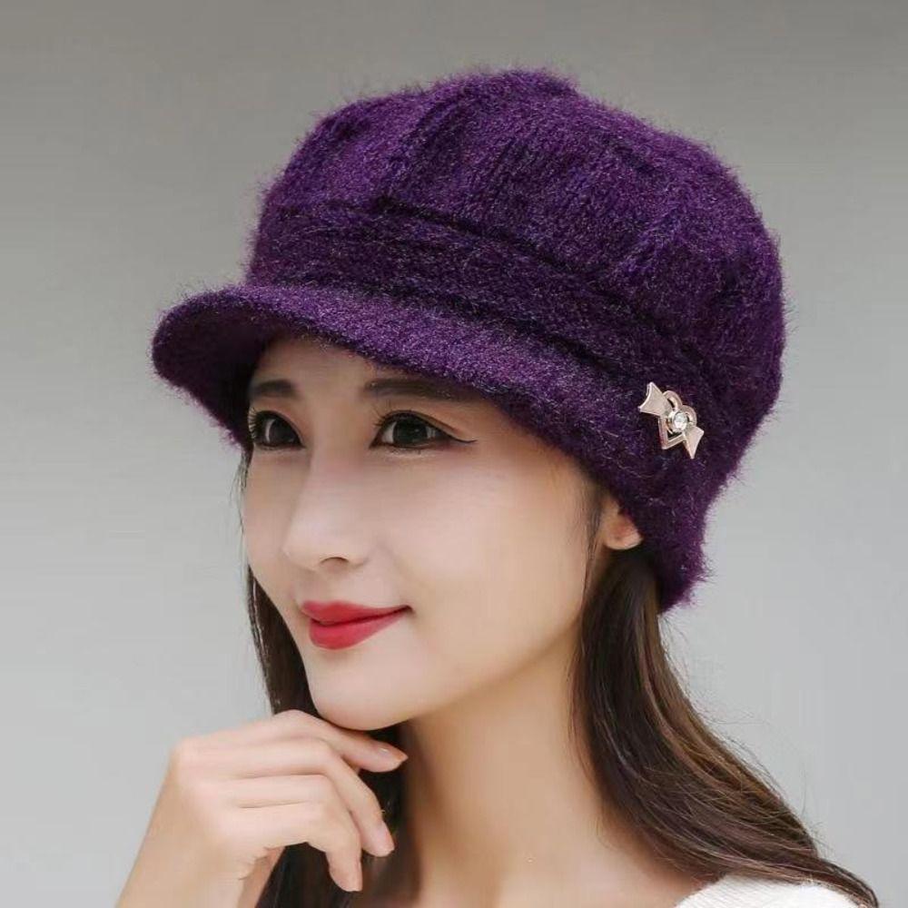 Keep Warm Knitted Hat Windproof Pumpkin Beret Hat Fashion Winter Hat Beanies  Middle Aged