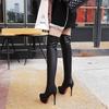Fashion Women Over The Knee High Boots Winter Shoes Thin High Heel Pointed Toe Women Motorcycle  Boots Sexy Black White Brown Botas 458