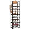 10 Tiers Shoe Rack 20-25 Pairs Boots Organizer Storage Sturdy Narrow Shoe Shelf Saving Tall Shoe Storage Shelf Holder Entryway Closets