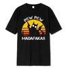 Cotton Tee Pew Pew Madafakas Cat With Two Guns Printing Men T Shirts Summer Cotton T-Shirts Breathable Loose Clothes Hip Hop Street Tees