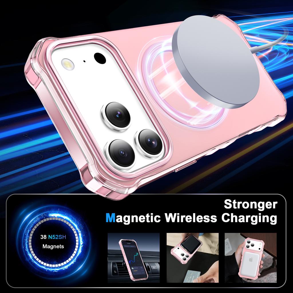 For iPhone 17 Pro Case Compatible with MagSafe Small Wavy Edge PC+TPU Phone Cover