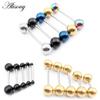 Alisouy 1PC Stainless Steel Tongue Barbell Piercing Thread Unisex Labret Lip   Rings Bar Tragus Helix Ear Stud Body Jewelry