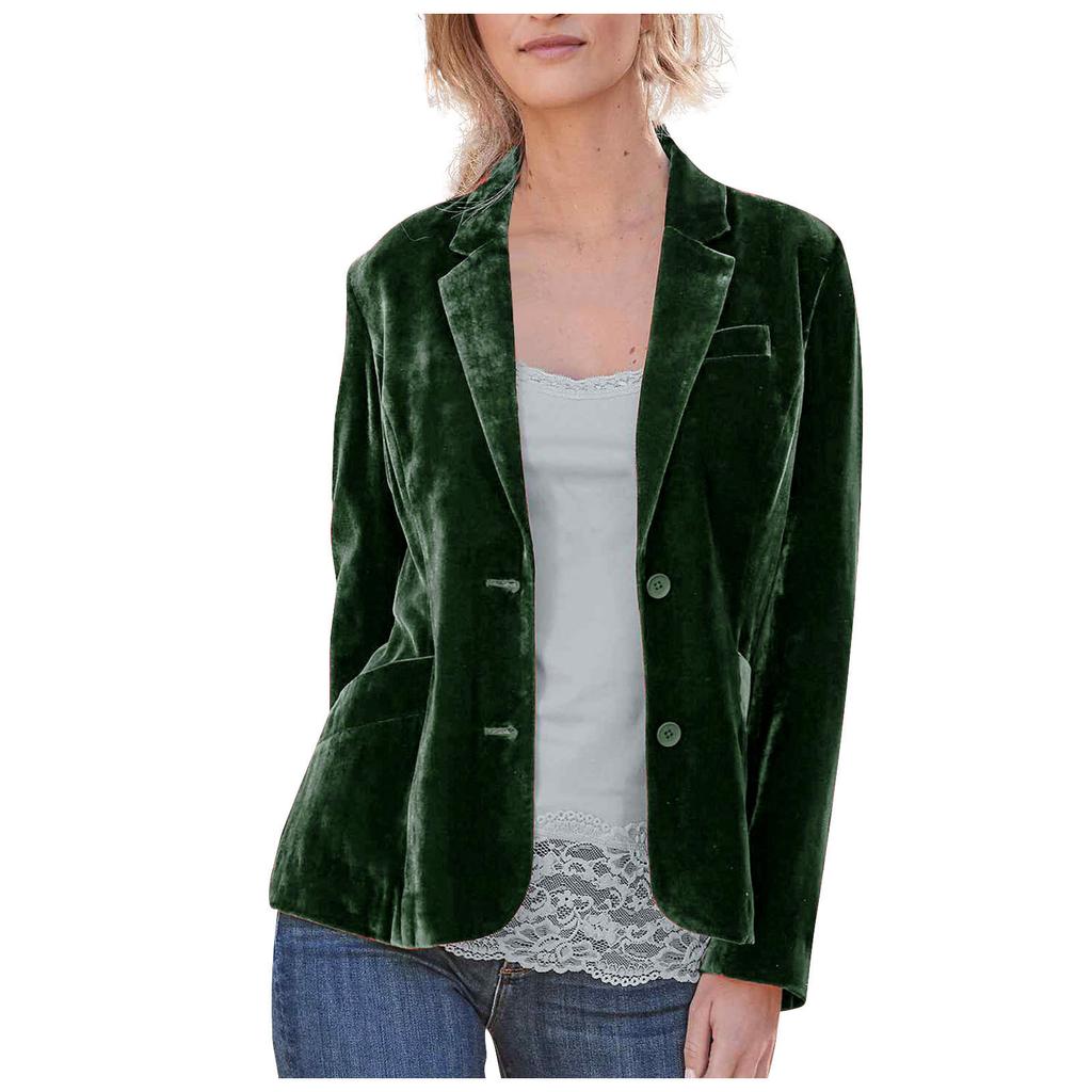 Women's Fashion Long Sleeve Gold Velvet Solid Casual Loose Cardigan Coat