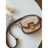 2023 New Small Style Contrast Panel Canvas Retro One Shoulder Crossbody Saddle Bag