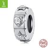 S925 Sterling Silver Love Star Silicone Ring Bead Diy Bracelet Beaded Jewelry Accessories Beads Loose Beads