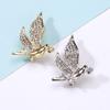 Carrier Pigeon Brooch Sparkling Rhinestone Decor Anti-rust Alloy Lightweight Bird Animal Formal Coat Suit Collar Decoration Jewelry Lady Clothes