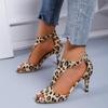 Fashion 2024 Summer Sexy Fish Mouth Roman Sandals Zebra Fashion Leopard Print Women's High Heel Sandals Women's Sandals Open Toe Shoes
