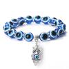 10mm Lucky Blue Evil Eye Bracelet Palm Butterfly Owl Elephant Pendant Charm Crystal Resin Beaded Bracelets for Women Men Jewelry