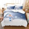 Christmas Duvet Cover Set King Queen Full Size Winter Theme Snowman Pattern Polyester Comforter Cover For Child Festival Gift