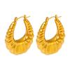 Style Gold U-Shaped Texture Earrings Titanium Steel 18K Plated Real Gold Versatile Personalized Ear Jewelry