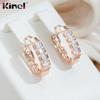 Kinel Classic Natural Zircon Rose Gold Hoop Earrings
