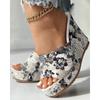 Women Shoes Fashion Shoes Casual Flip Flops Summer Vintage Floral Print Peep Toe Wedge Slippers 35-42