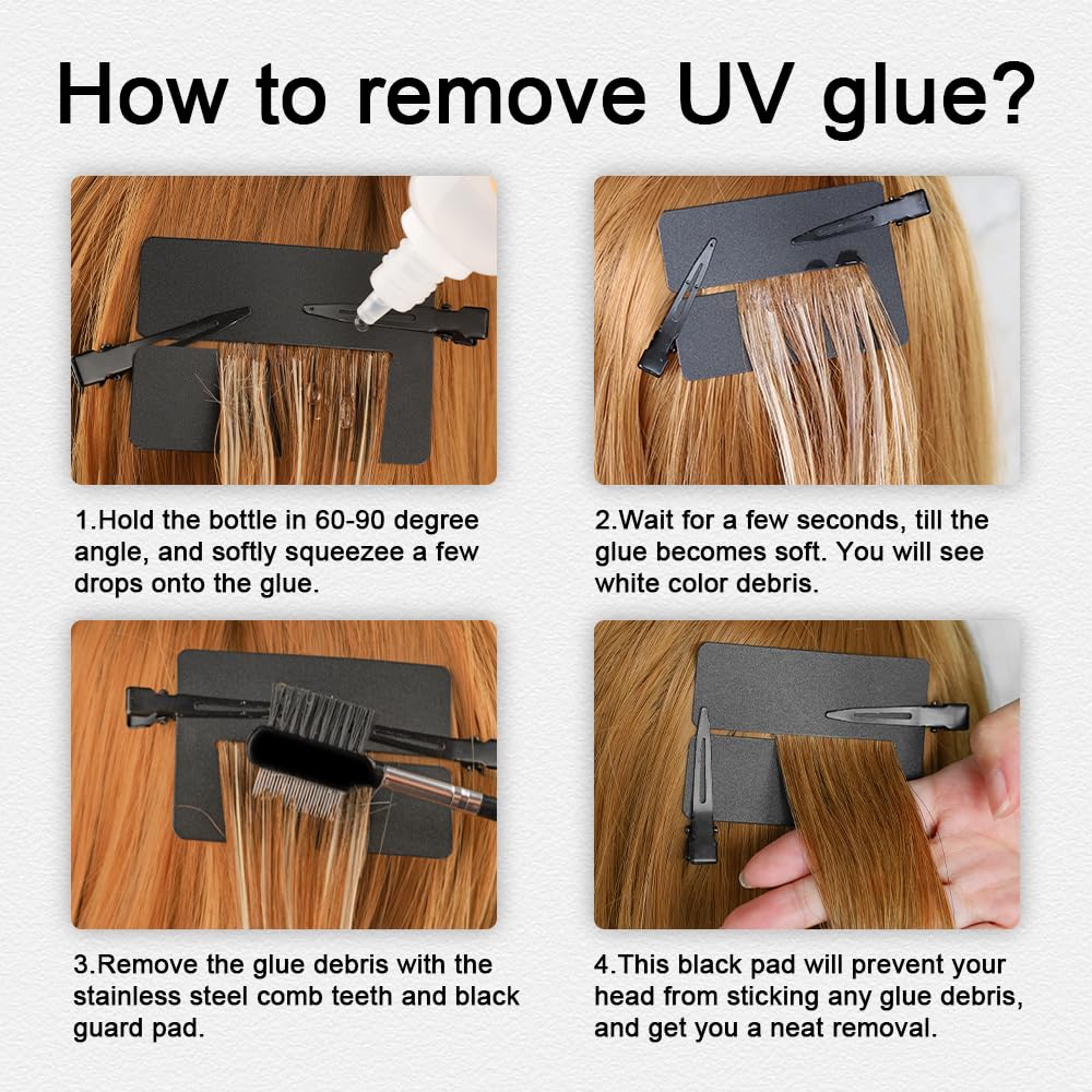 Super Fast Remover UV Hair Extension Tool Kit 30g UV Hair Glue Remover Replacement Accessories for Hair Styling Comb Invisible Hair Extensions