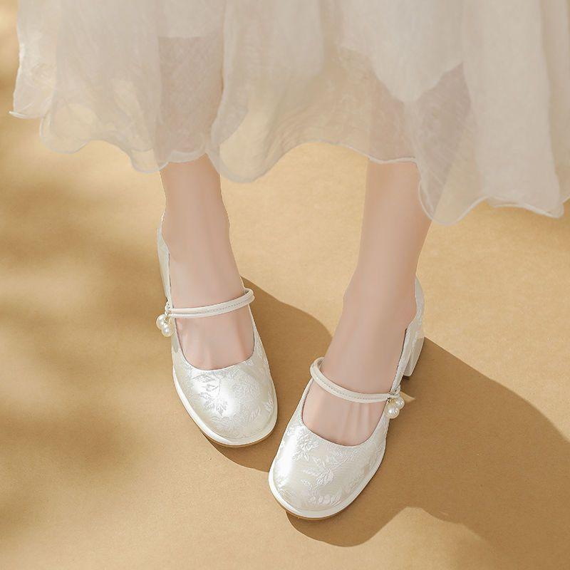 Internet Celebrity Explosion Mary Jane Shoes Children Elegant Thick Heel Buckle Belt Square Head Single Shoes Women 2025 Spring and Summer New
