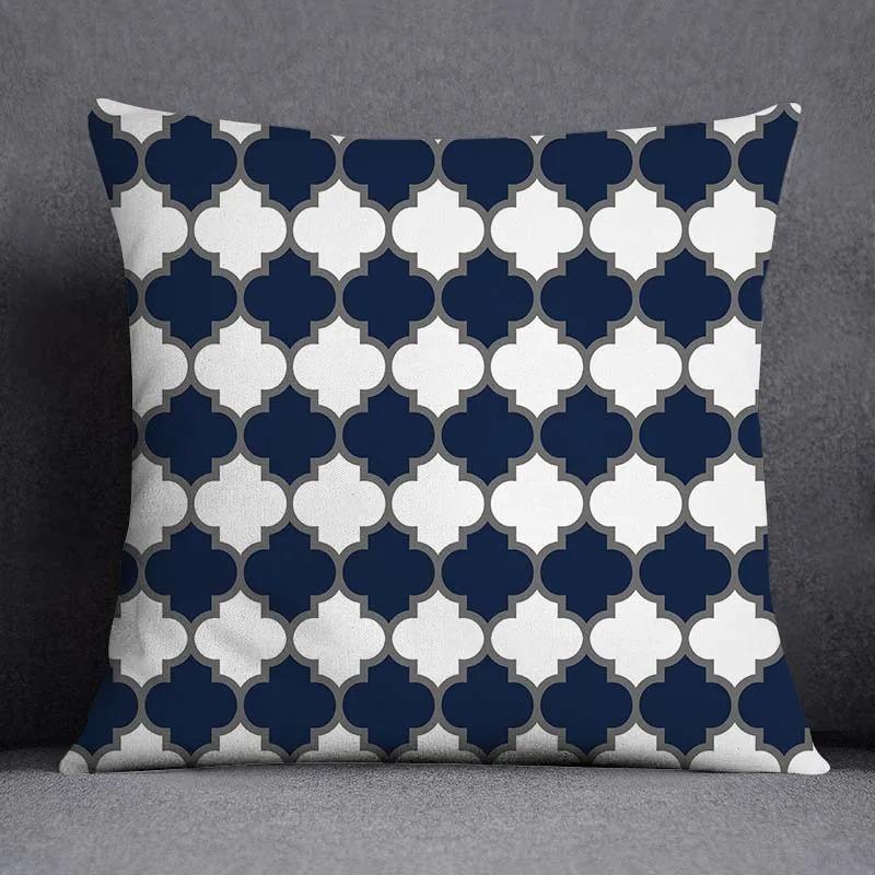 Blue Striped Plaid Pillowcase Office Living Room Home Pillowcase Car Ornaments
